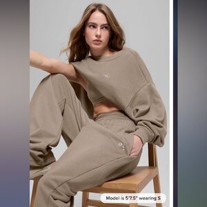 NWT Alo Yoga accolade crewneck sweatshirt in Gravel Size S